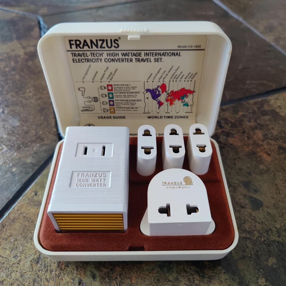 Vintage Franzus Travel-Tech High Wattage International Converter Travel Set